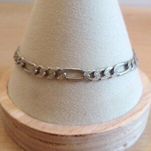 Italy 925 Sterling Silver Figaro Link Bracelet